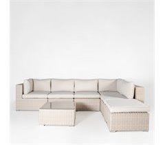 Conjunto de jardim TURIN com 1 mesa baixa, 5 cadeirões e 1 puff