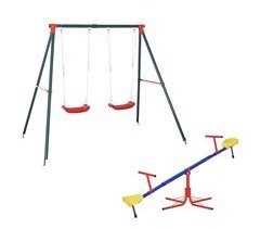 Conjunto de Baloiços para Crianças Metal, PE e PP Outsunny