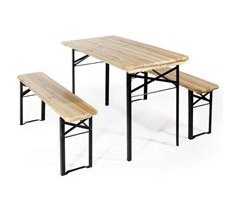 Conjunto de cervejaria com mesa e dois bancos de madeira para festas