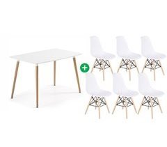Pacote de mesa retangular nórdica + 6 cadeiras  estilo nórdico 140x80