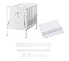 Berço co-leito Indi + Base e tampo da cama + 4 rodas