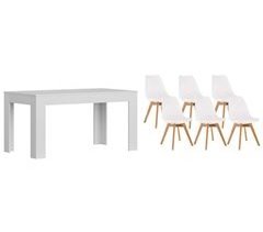 Pack Mesa de jantar ou cozinha extensível + 6 cadeiras nórdicas 178x80