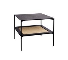 Mesa de centro quadrada vintage com dois tampos em madeira 60x60