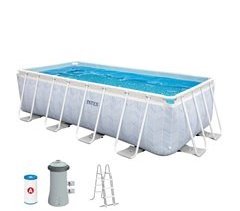 Piscina desmontável retangular 6.836 L c/estação de tratamento Chevron Prism Frame INTEX