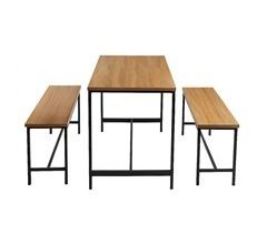 Pacote de móveis de cozinha compactos com mesa fixa e 2 bancos