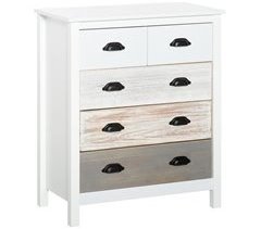 Cómoda com 5 Gavetas MDF e Madeira de Pinho HOMCOM