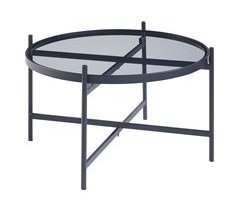 Mesa de centro Lier redonda de metal e vidro [en.casa]