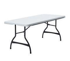 Mesa rectangular patas plegables blanco efecto granito LIFETIME 182 x 76 x 73,5 cm