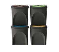 WELL HOME Conjunto de 4 latas de lixo de plástico 100% reciclado 25L