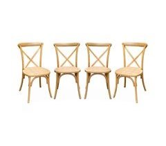 Set de 4 cadeiras de bistrô em madeira, vintage, assento em