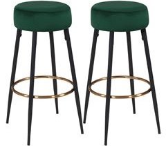 Conjunto de 2 bancos de bar em tecido de veludo com estrutura metálica