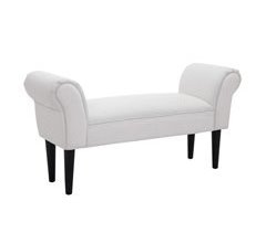 Banco de Pé de Cama Madeira, Tecido de Linho e Espuma HOMCOM