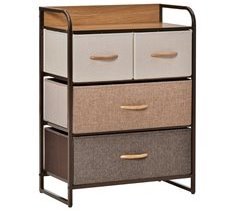 Cómoda de Tecido Linho, Metal e MDF HOMCOM