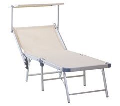 Espreguiçadeira com Toldo Alumínio, Textilene Outsunny