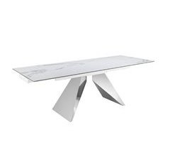 Mesa de jantar extensível retangular mármore porcelânico