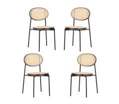 Pacote de 4 cadeiras retrô com detalhes em rattan - Preston