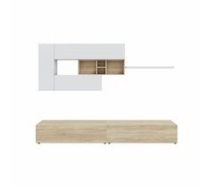 Compacto de TV 260cm branco e carvalho MANHATTAN