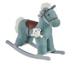 Cavalo Baloiço para Crianças Pelúcia, Madeira e Metal HOMCOM