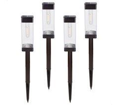 Aktive Conjunto de 4 balizas LED solares de 6 lúmenes com estaca