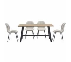 Conjunto de 1 mesa e 4 cadeiras de jantar em carvalho PRAGA
