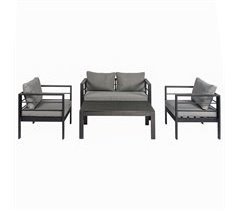 Conjunto de jardim LANDA com 3 sofás e 1 mesa em cinzento e preto