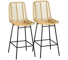 Bancos de Bar Vime PE e Aço HOMCOM, casa - cadeiras
