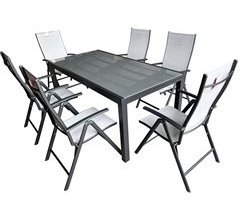 Set DENIA II mesa com 6 cadeiras cinza