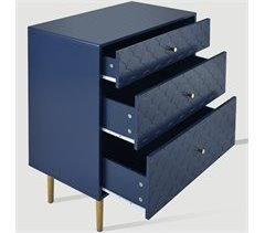 Cómoda com 3 gavetas e pés em metal