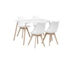 Mesa de jantar retangular de madeira 120cm - Hedvig - 4 cadeiras,