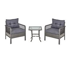 Conjunto de móveis de vime Metal, rattan PE, poliéster Outsunny