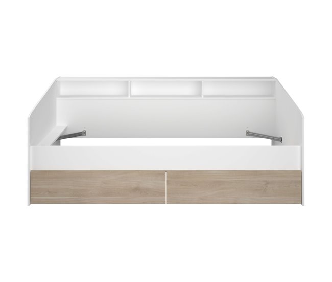 Gavetas inferiores para cama estilo jovem Branco/ Madeira
