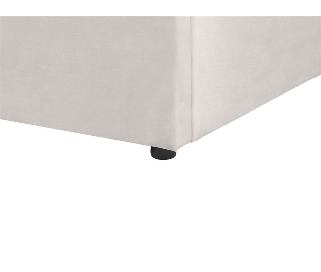 Beliani Cama com armazenamento Veludo LAVAUR 183x210 Branco/ Bege