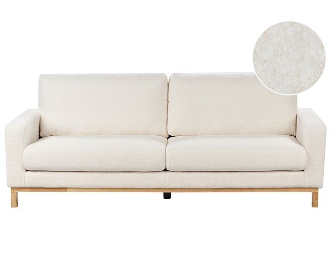 Beliani Sofá de 3 lugares Bouclé SIGGARD Branco
