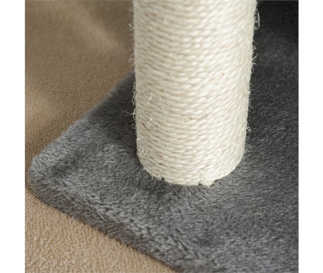Arranhador para Gatos Aglomerado de Madeira, Pelúcia e Sisal Cinza