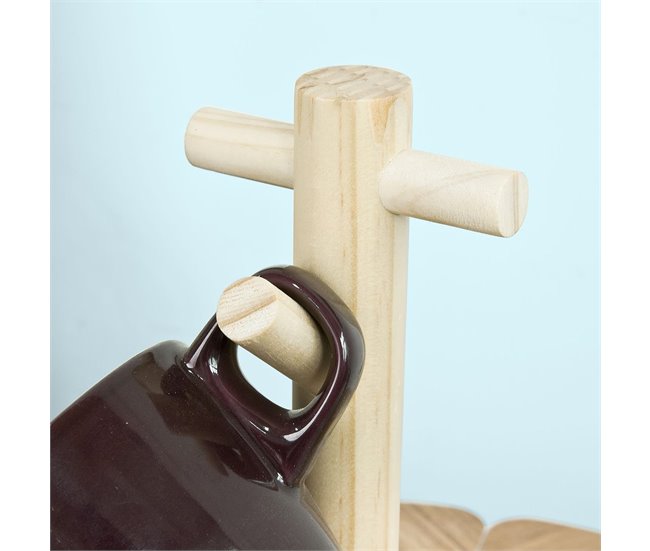 SoBuy Mesa de Café Redonda com Suporte para Xícaras FBT38-WN Branco