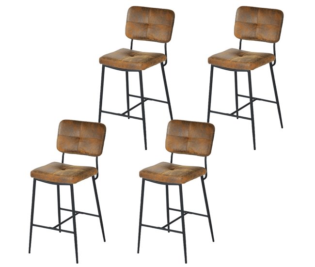 MEUBLES COSY Conjunto 4 Cadeiras De Bar Estilo Industrial Castanho