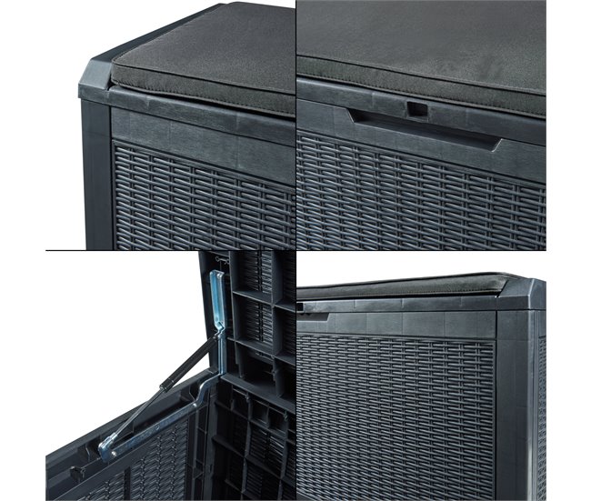 Arca de exterior Atella 380 L com almofada Preto