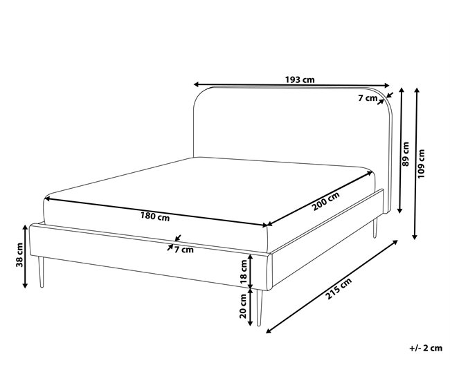 Beliani Cama Bombazine FLAYAT 193x215 Branco