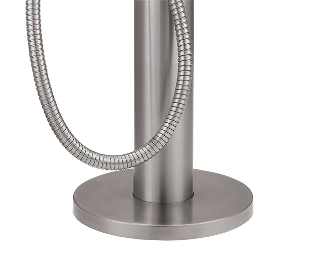 Sined ORISTANO Mini banhista exterior em aço inoxidável 316L com chuveiro de mão, Inox Cinza