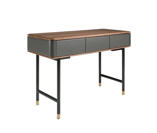 Mesa de consola retangular, madeira e aço 7171 Cinza Escuro