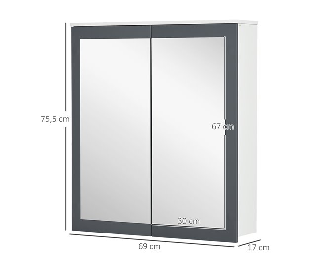 Armário de Casa de Banho MDF e Vidro kleankin Branco