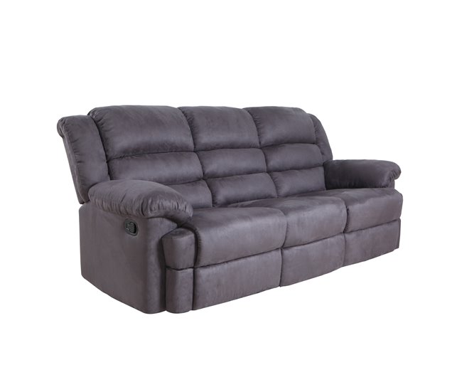 Sofá relax 3 lugares em microfibra BERRY Antracite