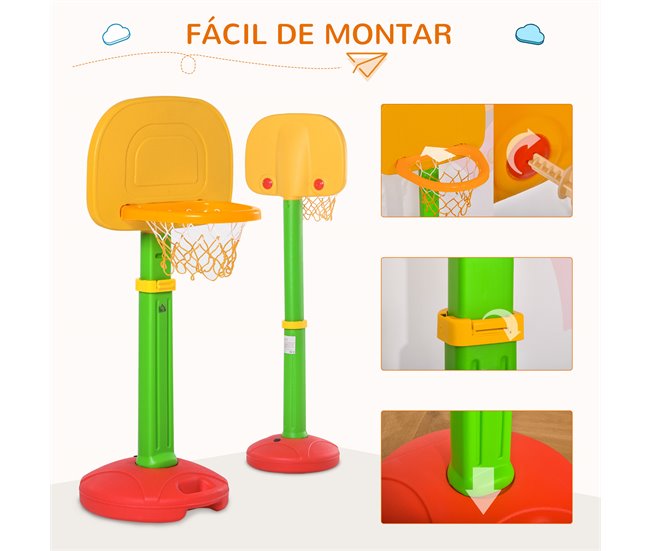 Cesta de Basquetebol Infantil HDPE, PP HOMCOM Multicor