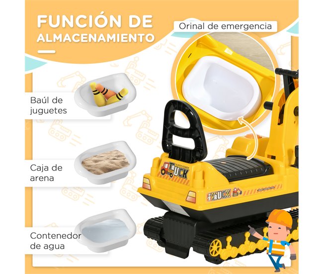 Escavadora sem Pedais PP e ABS HOMCOM Amarelo