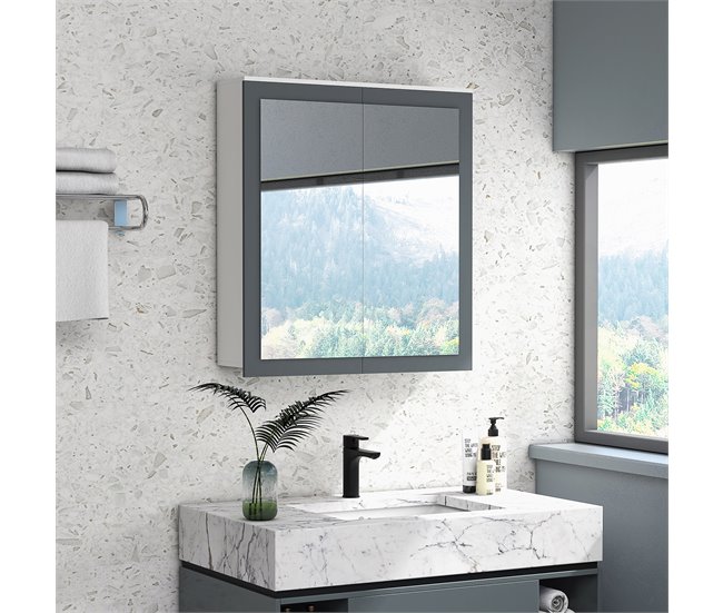 Armário de Casa de Banho MDF e Vidro kleankin Branco