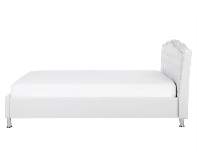Beliani Cama com estrado Pele sintética METZ 215x189 Branco