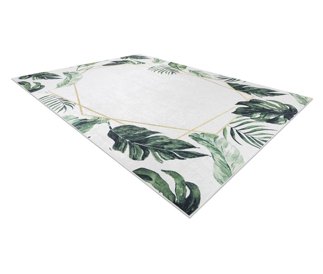 ANDRE 1168 Tapete Monstera sai cubo antiderrapante 120x170 Branco