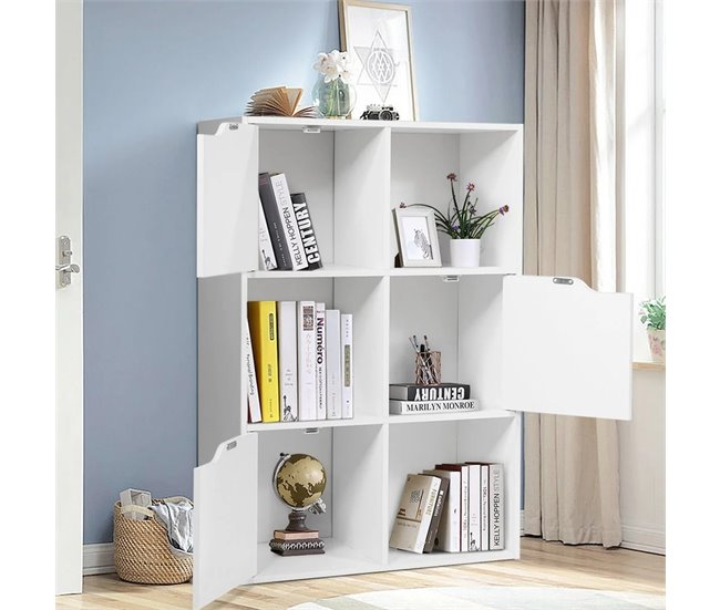 Armário cacifo com 6 compartimentos 3 abertos e 3 Branco