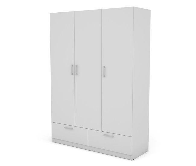 Roupeiro OSLO portas batentes e 2 gavetas 144x200cm branco Branco