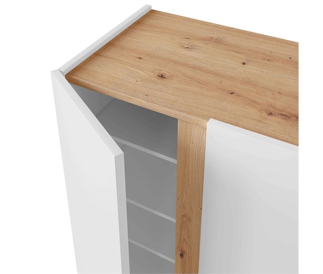 Armário de sapatos estilo nórdico Corredor Nodi Branco/ Madeira